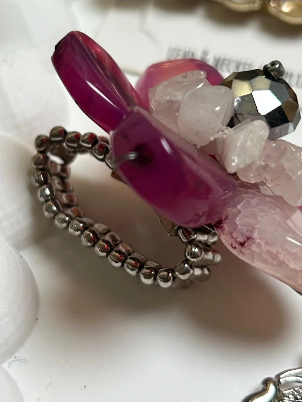 Bundle 3 pz Pendant Necklace with Multicolor Crystal Clips and ring
